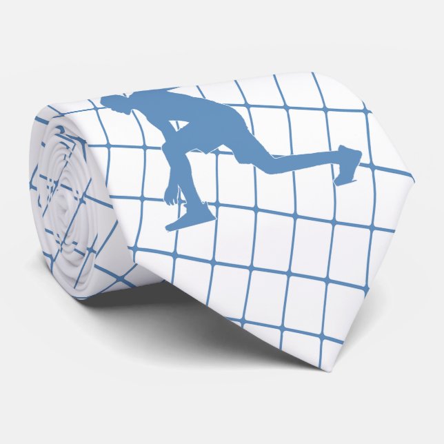 Basketball Player on Blue Check Necktie (Rolled)
