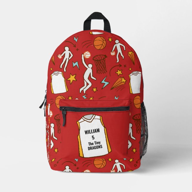 Basketball Player Personalised Name Number Subject Printed Backpack (Front)