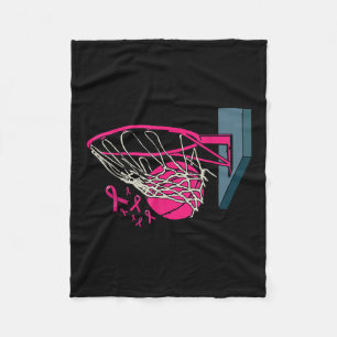 Basketball Player Pink Ribbon Breast Cancer Awaren Fleece Blanket