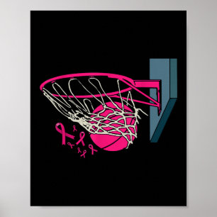 Basketball Player Pink Ribbon Breast Cancer Awaren Poster