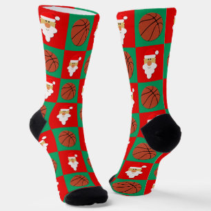 Basketball Player Santa Christmas Pattern Holiday Socks