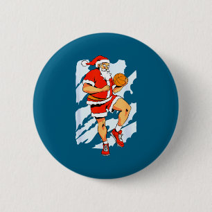 Basketball Player Santa Claus Design 6 Cm Round Badge