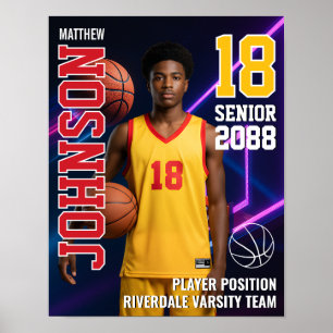 Basketball Player Senior Team Custom Photo Sports Poster