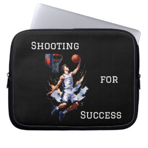 Basketball Player Shooting Hoops Watercolor Sketch Laptop Sleeve