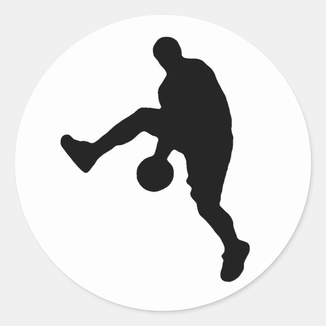 Basketball Player Silhouette Classic Round Sticker (Front)
