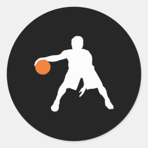 Basketball Player Silhouette In Motion 1  Classic Round Sticker