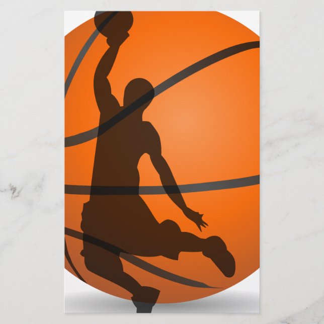 basketball player silhouette pop art stationery (Front)
