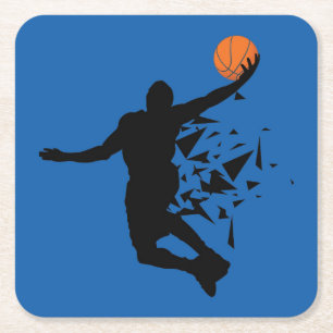 Basketball Player Silhouette Square Paper Coaster