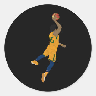 Basketball Player Slam Dunk Chiffon Top  Classic Round Sticker