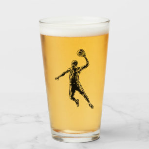 Basketball Player Slam Dunk Dark Design Glass