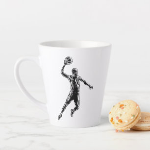 Basketball Player Slam Dunk Dark Design Latte Mug