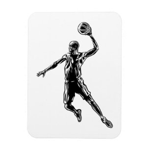 Basketball Player Slam Dunk Dark Design Magnet