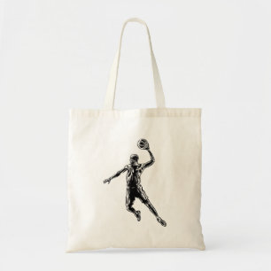Basketball Player Slam Dunk Dark Design Tote Bag