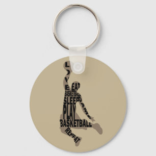 Basketball player slam dunk key ring