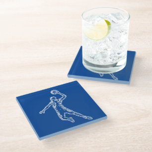 Basketball Player Slam Dunk Light Design Glass Coaster