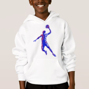 Basketball Player Slam Dunk, Red and Blue Design