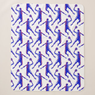 Basketball Player Slam Dunk, Red and Blue Design Sherpa Blanket