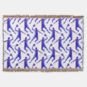 Basketball Player Slam Dunk, Red and Blue Design Throw Blanket