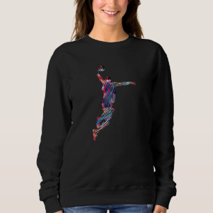 Basketball Player Slam Dunk Red Fractal Abstract S Sweatshirt