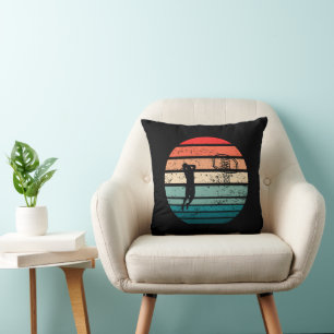 Basketball player slam dunk vintage retro sunset cushion