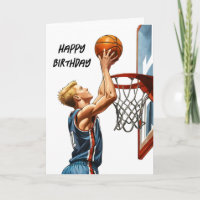 Basketball Player Slam Dunk Watercolor Birthday