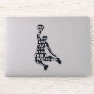 Basketball player slam dunk with full body text