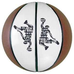 Basketball player slam dunk with full body text