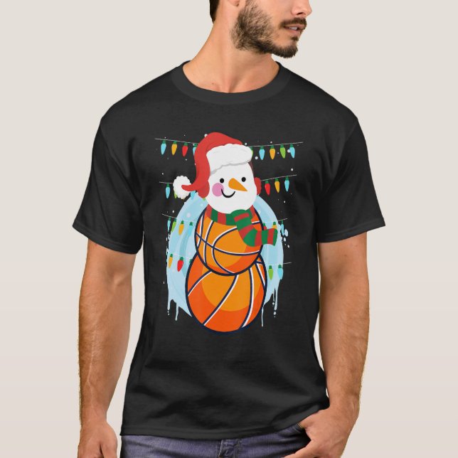 Basketball player snowman basketball player 2 T-Shirt (Front)