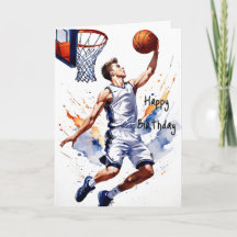 Basketball Player Splash Watercolor Happy Birthday