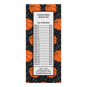 Basketball Player Sport Ball Elegant Black Glitter Rack Card