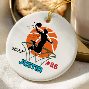 basketball player sports boy athlete customisable ceramic ornament