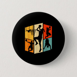 Basketball Player Team Vintage Silhouette Artwork 6 Cm Round Badge