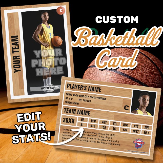 Basketball Player Trading Card Souvenir (Edit your personal basketball stats to customize your own basketball trading card.)