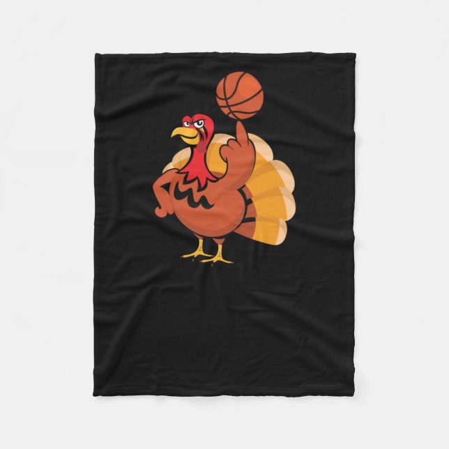Basketball Player Turkey Day Funny Thanksgiving Sp Fleece Blanket (Front)