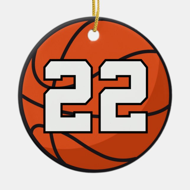 Basketball Player Uniform Number 22 Gift Idea Ceramic Tree Decoration (Front)