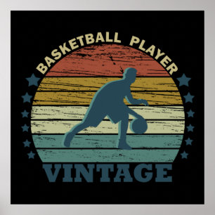 basketball player vintage retro design poster
