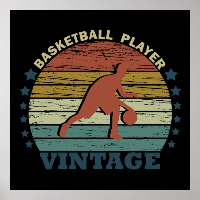 basketball player vintage retro design poster (Front)