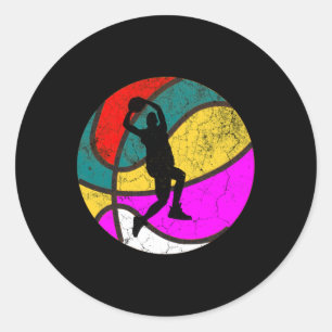 Basketball Player Vintage Retro Gift 1 Classic Round Sticker