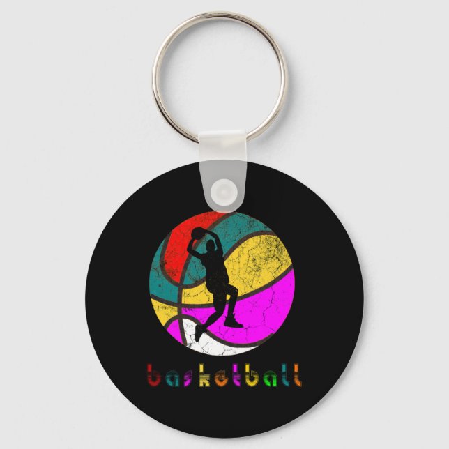 Basketball Player Vintage Retro Gift  Key Ring (Front)