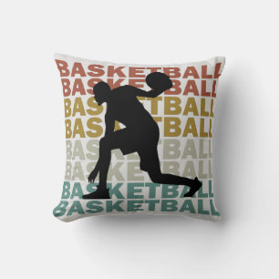 Basketball player vintage retro style text cushion