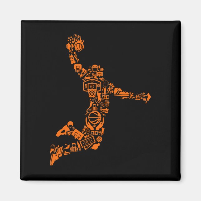 Basketball Player Vintage Sports Athlete Magnet (Front)