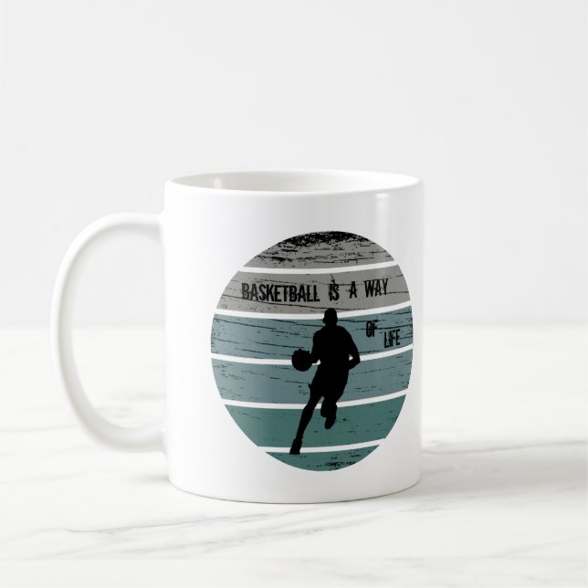 Basketball player vintage sunset retro style coffee mug (Left)
