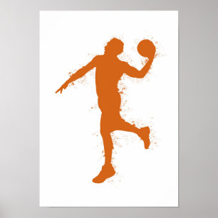 Basketball Player - Watercolor on White Background Poster