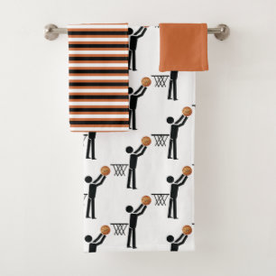 Basketball player with ball and stripes bath towel set