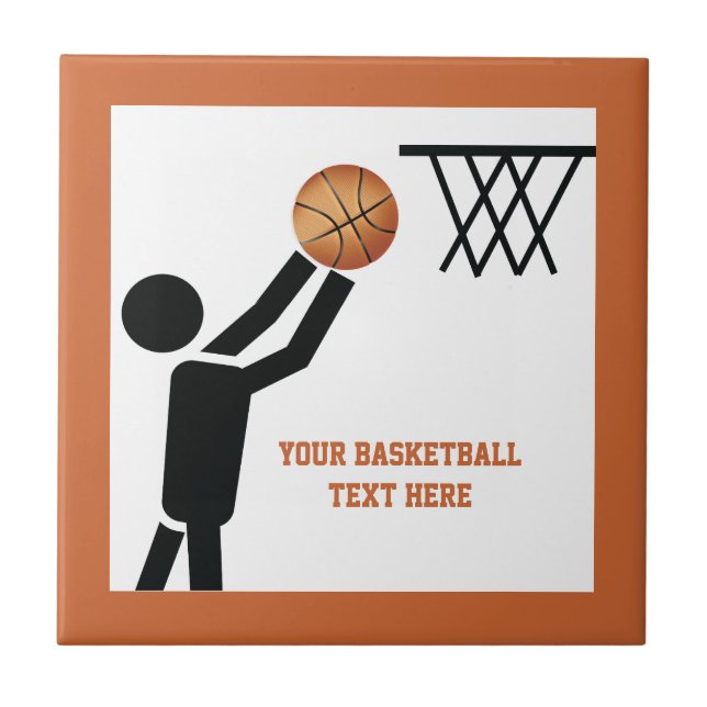 Basketball player with ball custom ceramic tile (Front)