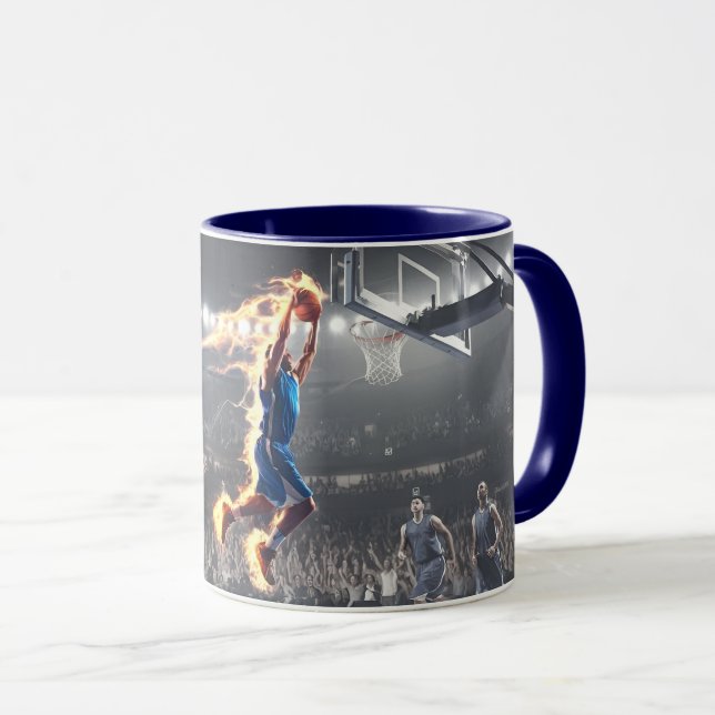 Basketball Player with on Fire Slam Dunk #2 Mug (Front Right)