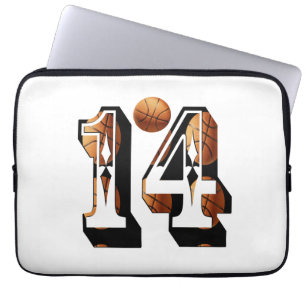 Basketball Players Number Fourteen Picture Logo, Laptop Sleeve