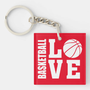 Basketball Players, Red, BASKETBALL LOVE Key Ring