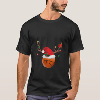 Basketball Players Reindeer Santa Hat Funny ugly C T-Shirt