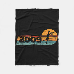 Basketball-players Vintage Born 2009 Birthday Bask Fleece Blanket